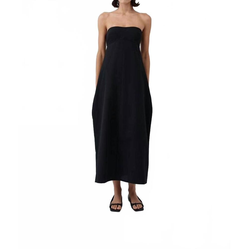 NEW ST. AGNI wool strapless cocoon dress in black
